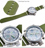 Fashion Army Cool Men Military Watch Canvas Strap Hours Steel Case 50ATM Waterproof Stop Watches Sports Casual LED Digital Clock