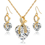 Fashion Austrian Crystal Necklace Earrings Set Luxury Gold Plated Heart Crystal Jewelry Set For Women Engagement Jewelry Sets