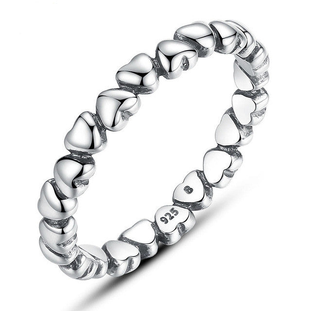 Fashion Authentic 925 100% Solid Sterling Silver Forever Love Heart Finger Ring Original Anniversary Jewelry