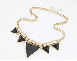Fashion Bohemia Style Womens Unique Jewelry Triangle Gems Bib Necklace & Pendants Chain