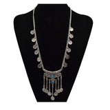 Fashion Bohemian Tassels Long Necklace choker Statement Gypsy Ethnic Tribal Turkish Coin Pendant Chain Gem Maxi Necklaces