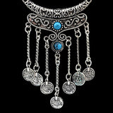 Fashion Bohemian Tassels Long Necklace choker Statement Gypsy Ethnic Tribal Turkish Coin Pendant Chain Gem Maxi Necklaces