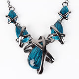 Fashion Brand Jewelry Sets Gunmetal Plated 4Colors Blue Necklace Set Bridal Jewelry High Quality Party Gifts