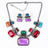 Fashion Brand Jewelry Sets Gunmetal Plated 6Colors Woman's Necklace Set Bridal Jewelry High Quality Party Gifts