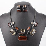 Fashion Brand Jewelry Sets Gunmetal Plated 6Colors Woman's Necklace Set Bridal Jewelry High Quality Party Gifts