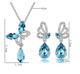 Fashion Brand New Austrian Crystal Butterfly Earrings Water Drop Pendant For Women Jewelry Sets Wedding Party Gift