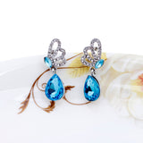 Fashion Brand New Austrian Crystal Butterfly Earrings Water Drop Pendant For Women Jewelry Sets Wedding Party Gift
