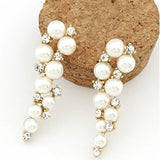 Fashion Brand New Design Elegant Crystal and Pearl Drop Long Earrings For Woman hoop Gift Jewelry