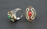 Fashion Colour Makeup Vintage Ring For Women Silver Plated Mosaic Crystal Horse Eye Turkish Jewelry 