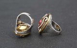 Fashion Colour Makeup Vintage Ring For Women Silver Plated Mosaic Crystal Horse Eye Turkish Jewelry 