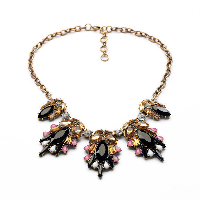 Fashion Design New Arrival Resin Zinc Alloy 18k Gold Collar Marquise Insect Imitation Necklace