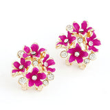 Fashion Earrings for Women Rhinestone Crystal Boucle d'oreille Enamel Flower Clip Earrings Bijoux ear pendientes brincos