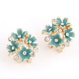 Fashion Earrings for Women Rhinestone Crystal Boucle d'oreille Enamel Flower Clip Earrings Bijoux ear pendientes brincos
