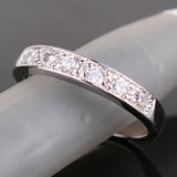 Fashion Engagment Ring 18K White Gold Plated Round White Crystal Cubic Zirconia CZ Band Wedding Rings For Women 