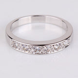 Fashion Engagment Ring 18K White Gold Plated Round White Crystal Cubic Zirconia CZ Band Wedding Rings For Women 