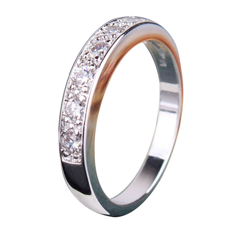 Fashion Engagment Ring 18K White Gold Plated Round White Crystal Cubic Zirconia CZ Band Wedding Rings For Women