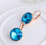 Fashion Genuine Austrian Blue Crystal Brand Earrings Wedding Gold-Plated Jewellery 
