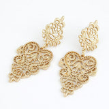 Pendientes Mujer Fashion Gold Carved Flower Earrings for Women Bohemian Long Dangle Earring Boucle d'oreille Femme Brincos