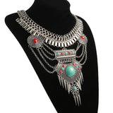 Fashion Gypsy Vintage Choker Bohemian Necklace Big Gem Statement Necklaces & Pendants Collier Femme Collares Maxi Necklace