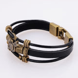 Fashion Handwork Jewelry,100% Genuine leather Bracelet Vintage Wrap Lover Pendant Bracelets & Bangles
