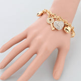 Fashion Heart Beetle Charm Bracelets Bangles For Women Real Gold Plated Bracelet Austrian Crystal Chain Pulseras 