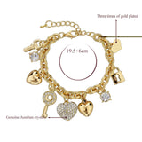 Fashion Heart Beetle Charm Bracelets Bangles For Women Real Gold Plated Bracelet Austrian Crystal Chain Pulseras 