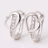 Fashion Heart Love Earrings for Women 18K Gold Plated White Stone Crystal CZ Zircon hoop Earrings Wedding Jewelry 