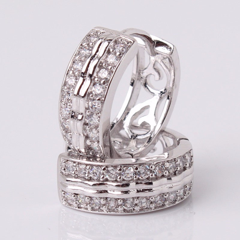 Fashion Jewellery Huggie Earing for Women White AAA Cubic Zirconia Hoop Earings Design Wedding Earring Brinco Bijoux