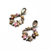 Fashion Jewelry Elegant Colorful Rhinestone Big Round Earrings for Women Fashion Long Drop Earrings 