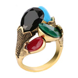 Fashion Jewelry For Women Charm Red Green Four Color Turquoise 18K Gold Plating Vintage Rings