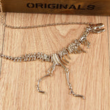 Fashion Jewelry Gothic Tyrannosaurus Rex Skeleton Dinosaur Pendant Necklace Gold Silver Chain Choker Necklace For Women