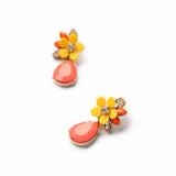 Fashion Jewelry Graceful Pink Water Drop Yellow Resin Flower Earrings for Women Fashion Drop Earrings Accessories