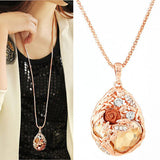 Fashion Long Necklace for Woman Fashion Gold Crystal Statement Colares Femininos Water Drop Collares