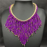 Fashion Jewelry Mujer New Bohemian Necklaces Women Handmade Handwoven Collier Long Tassel Beads Choker Statement Necklaces