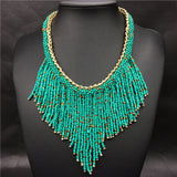 Fashion Jewelry Mujer New Bohemian Necklaces Women Handmade Handwoven Collier Long Tassel Beads Choker Statement Necklaces
