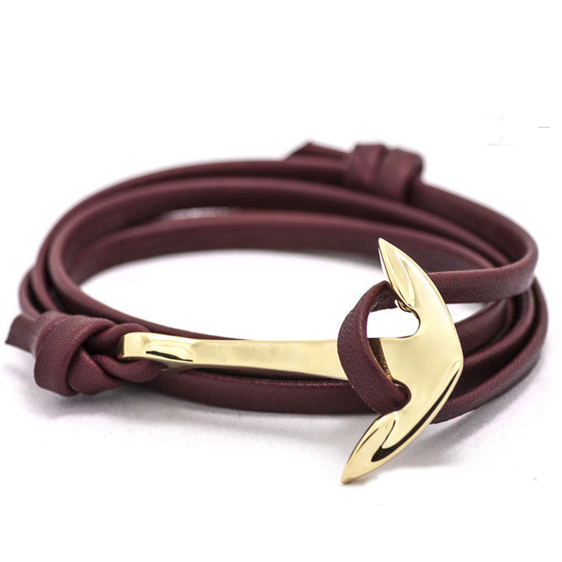 Fashion Jewelry Multilayer Gold Alloy Anchor Bracelet Men Leather Bracelet for Women&Men friendship bracelets