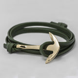 Fashion Jewelry Multilayer Gold Alloy Anchor Bracelet Men Leather Bracelet for Women&Men friendship bracelets