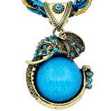 Fashion Jewelry Retro Craft Antique Bronze Plated Milet Chain Cute Crystal Lucite Elephant Pendant Necklace 