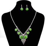 Fashion Jewelry Set Charm Necklace Clear Crystal Green Resin Beads Party Gift