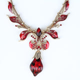 Fashion Jewelry Sets Antique GoldSilver Plated Flower Design RedBrown Color High Quality Party Gifts