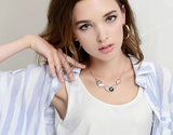 Fashion Jewelry Sets Austrial Crystal Necklace Earring Set Gold Opal Square Necklace for Women bijoux Wedding Accessories