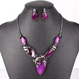 Fashion Jewelry Sets Gunmetal Plated Oval Design RedPurple Color High Quality Party Gifts