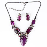 Fashion Jewelry Sets Gunmetal Plated Oval Design RedPurple Color High Quality Party Gifts