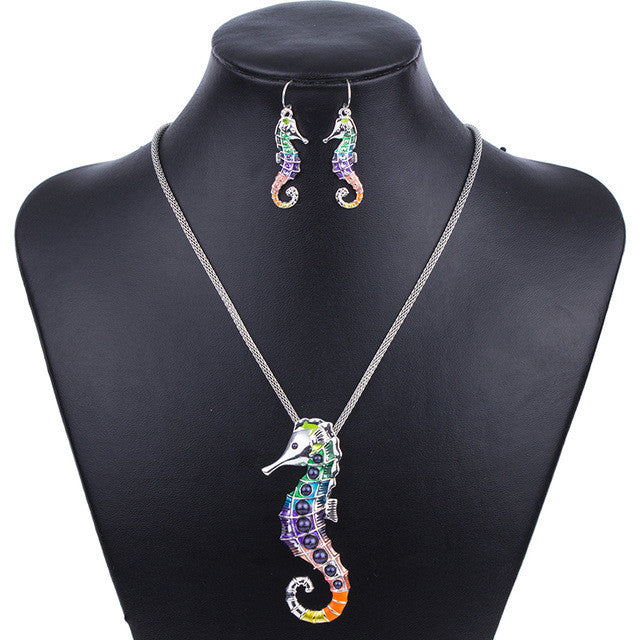 Fashion Jewelry Sets Hight Quality Necklace Sets For Women Jewelry Silver Plated Hippocampus Unique Design Party Gifts