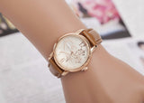Fashion Luxury Ladies Watches Women Gold Alloy Case Ladies Watch Leather Quartz Watch Relogio Feminino Clock Relojes Mujer 