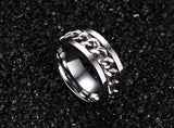 Fashion Men's Ring The Punk Rock Accessories Stainless Steel Black Chain Spinner Rings For Men