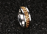 Fashion Men's Ring The Punk Rock Accessories Stainless Steel Black Chain Spinner Rings For Men
