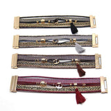 Fashion Multilayer Boho rhinestone Leather Tassels Magnet Bracelet