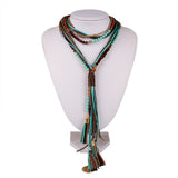 Fashion National Long Necklace Handmade Leather rope Measly Maxi Necklace Fine Jewelry 