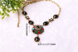 Fashion New Bohemia Necklace Earrings Jewelry Sets For Women Vintage Black Stone Filled Crystal Necklace Earrings